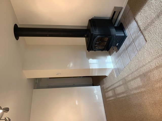 High-efficiency wood burning stove in the living room